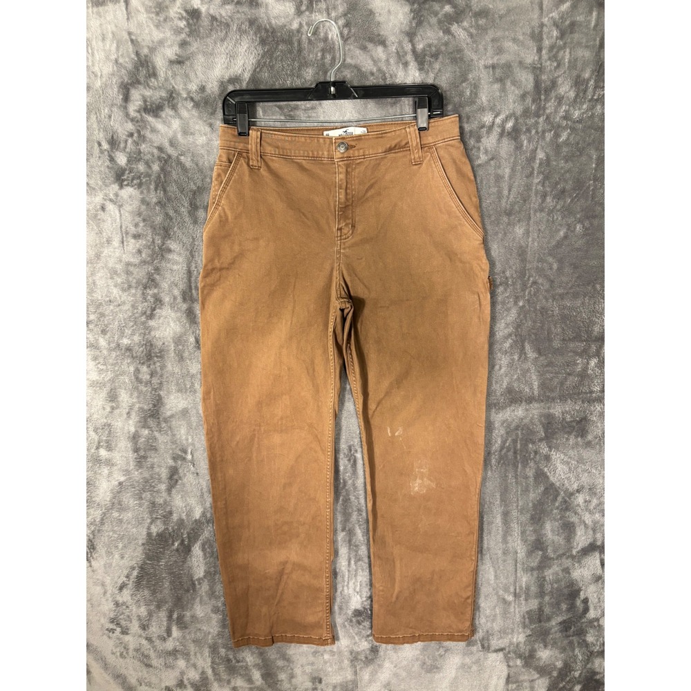 Hollister Mens Carpenter Pants Brown Utility Workwear Straight Leg W32 L28